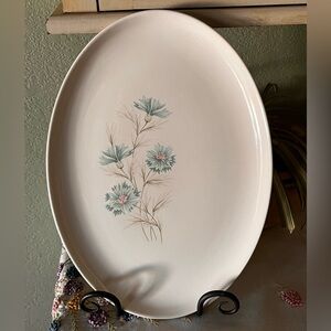 Taylor Smith Taylor Ever Yours “Boutonniere” Oval Platter 13.5”MCM Aqua Floral